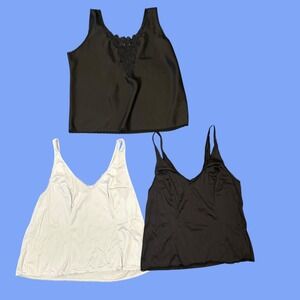 Vassarette Gilligan O'Malley Camisole Bundle 3pk‎ Black White Lace Plus Size 2XL